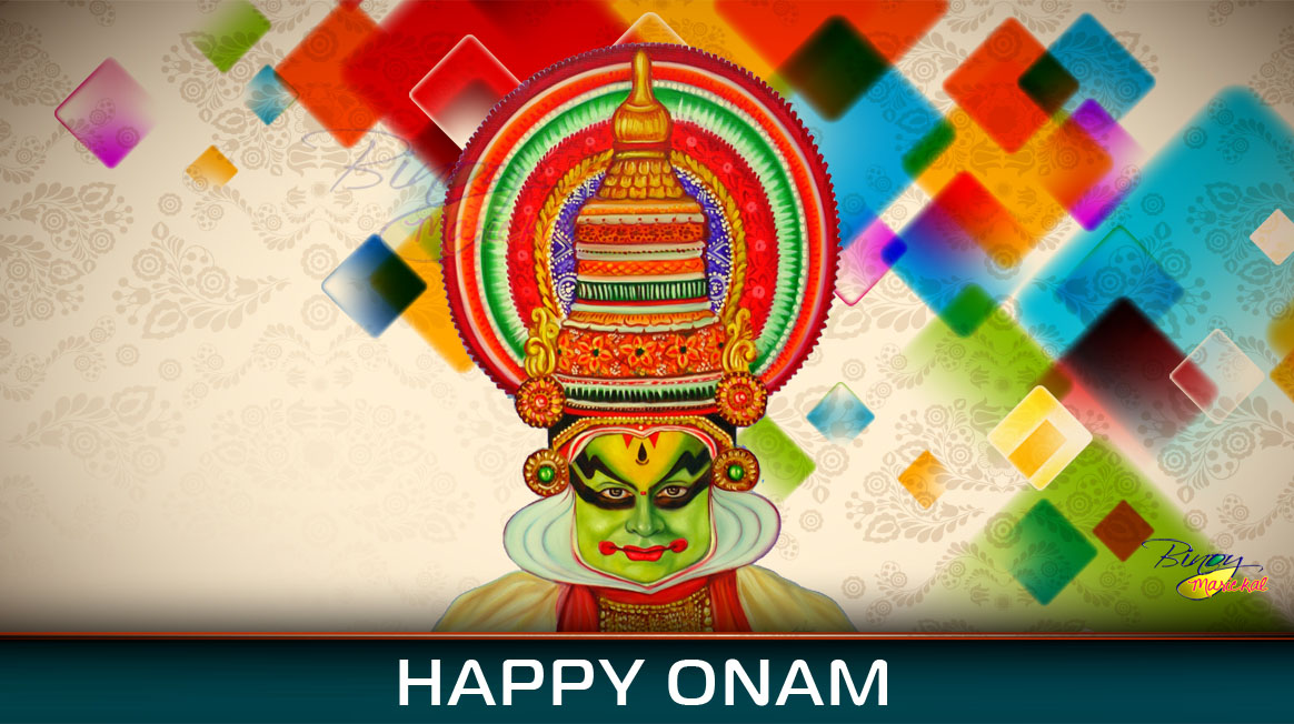 Kathakali dancer on background for happy onam Vector Image