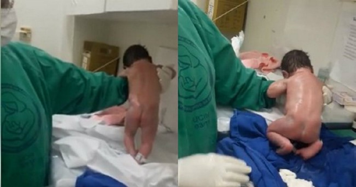 baby walking after birth viral video
