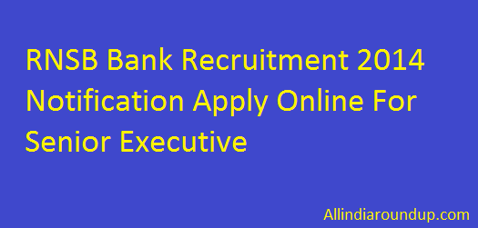 RNSB Bank Recruitment 2014 Notification Apply Online For Senior Executive