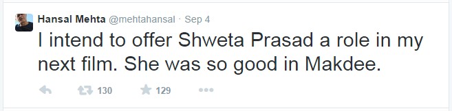 Swetha Basu Prasad gets role in Hansal Mehtha Film