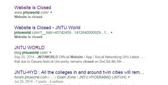 JNTU Website is closed
