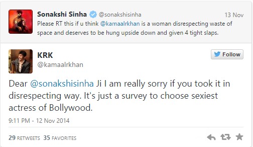 Sonakshi Sinha Gives KRK A Dose Of His Own Medicine And We Love It! -