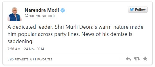 Former Union Minister, senior Congress leader Murli Deora dies - The Hindu - Google Chrome