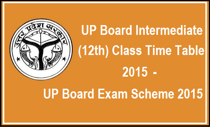 UP Board 12th  Class Time Table 2015 – UP Board Exam Scheme 2015
