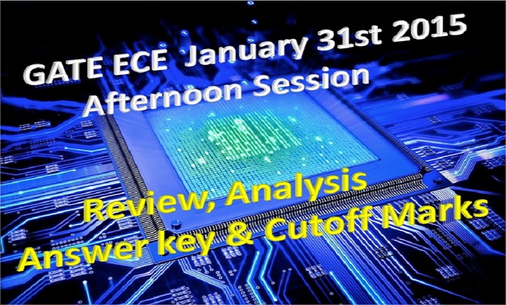 GATE ECE January 31 2015 Afternoon Session Review, Analysis, Answer key and Cutoff Marks