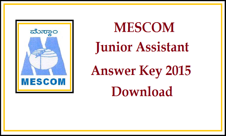 MESCOM Junior Assistant Answer Key 2015 Download