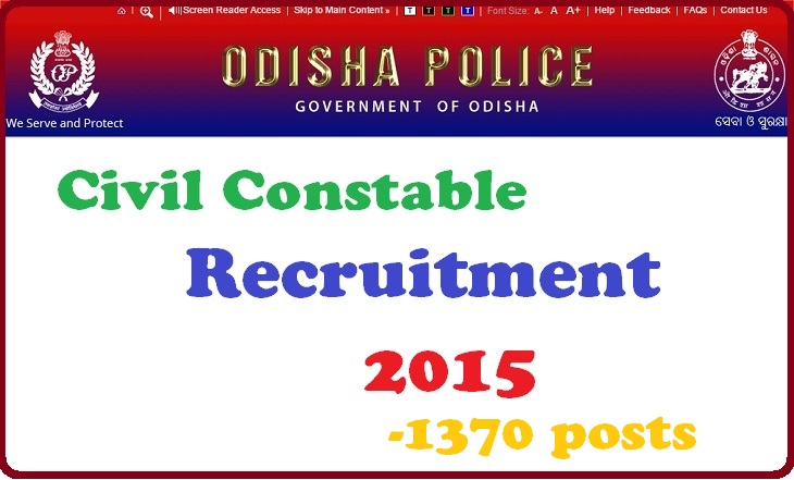 Odisha Police Civil Constable Recruitment 2015 - 1370 Posts