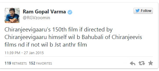 Chiru 150th FIlm chiru's Bahubali