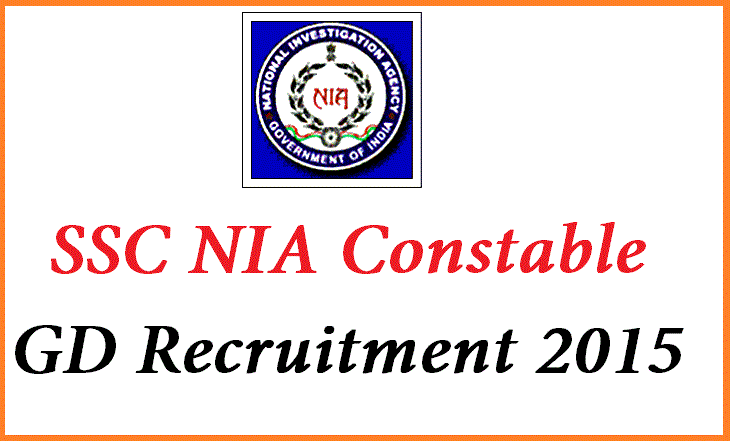 SSC NIA Constable GD Recruitment 2015 Application Form