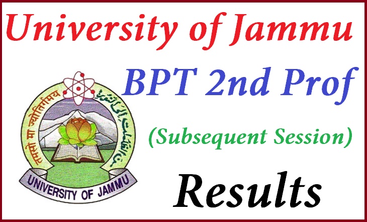 University of Jammu BPT 2nd Prof (Subsequent Session) Results 