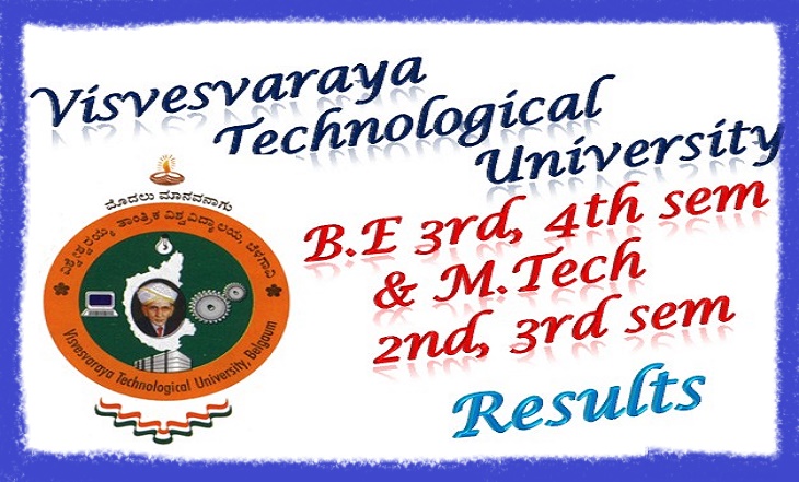 VTU B.E 3rd, 4th semester and M.Tech 2nd, 3rd semester Results