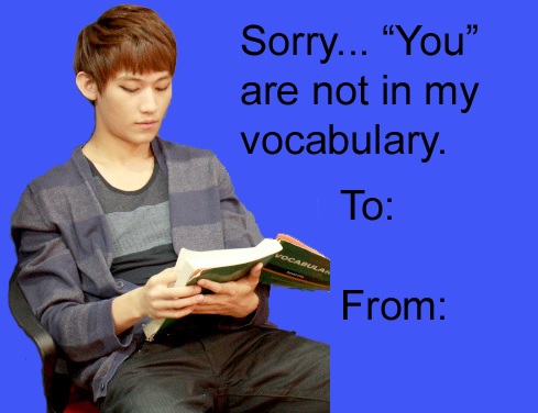 sorry you are not in my vocabulary Anti valentines day image of a boy with book