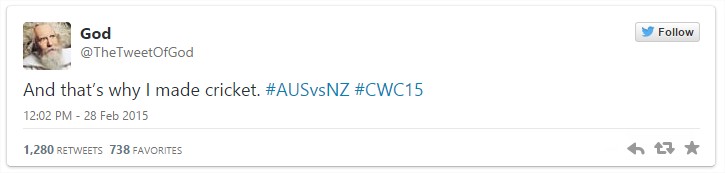 ICC World Cup 2015 Australia vs New Zealand - Tweets of the day - Australia Vs New Zealand Twitter Tweets and Reactions Eden Park, Auckland, ICC Cricket World Cup 2015