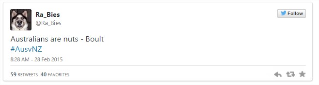 ICC World Cup 2015 Australia vs New Zealand - Tweets of the day - Australia Vs New Zealand Twitter Tweets and Reactions Eden Park, Auckland, ICC Cricket World Cup 2015
