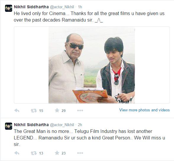 Nani Tweets about Rama Naidu Death