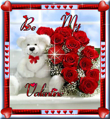Animated Valentines day Gif Images with teddy and roses