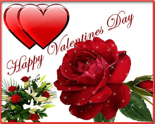 Happy Valentines Day heart image with rose for Whatsapp FB 