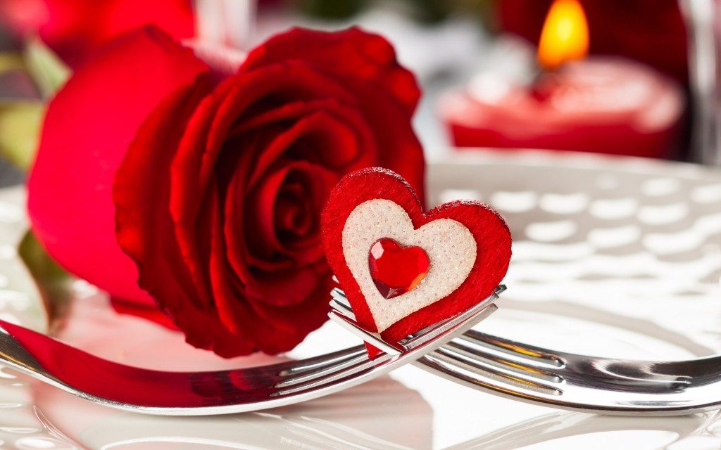 Valentines Day Image with red rose and love symbol