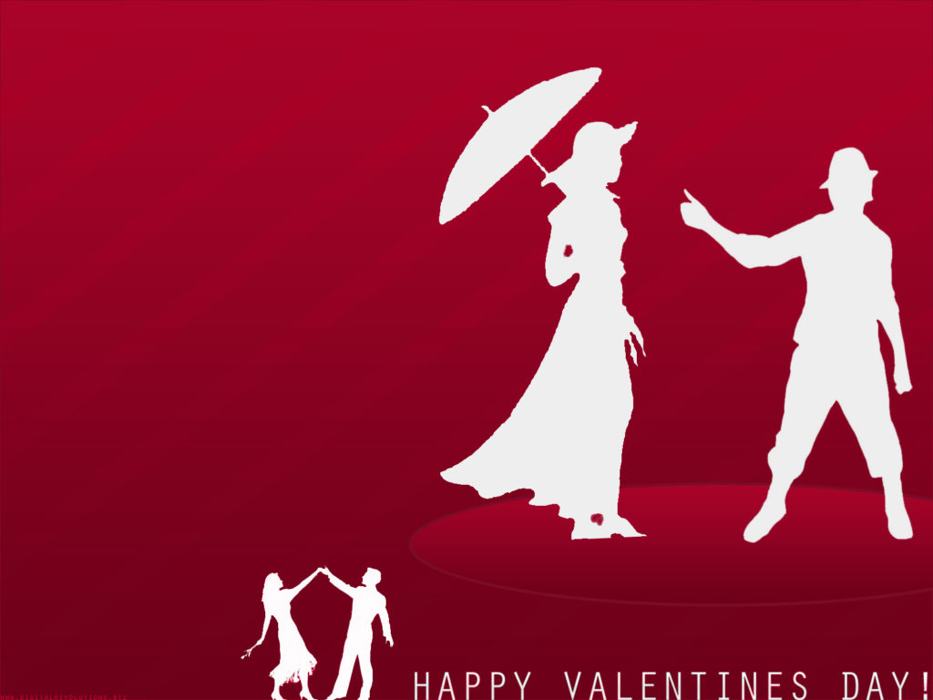 Valentines Day Image with pink background & couple dancing