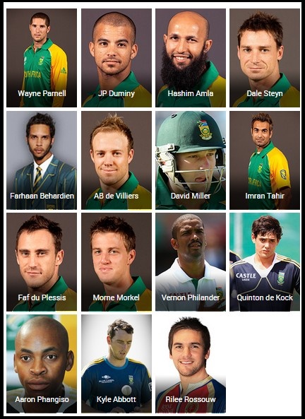 ICC Cricket World Cup 2015 South Africa Squads