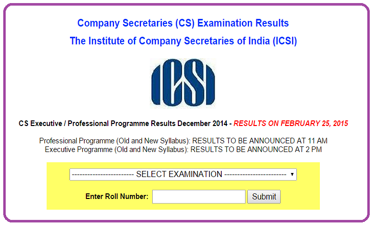 ICSI CS Executive Exam Results December 2014