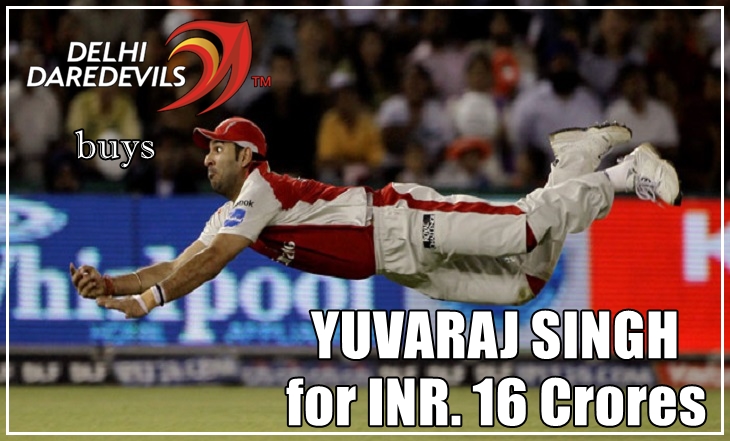 Delhi Daredevils Buys Yuvraj Singh for 16 Crore for IPL 8 Season During Players Auction on Sunday