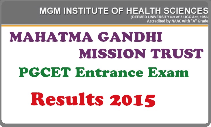 MGM PGCET 2015 Entrance Exam Results.