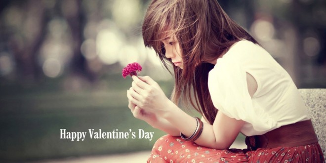 SAD Valentine’s Day Image of a girl with flower