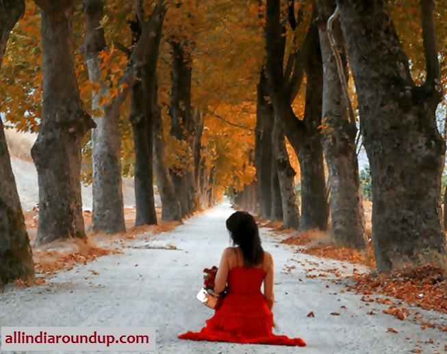 SAD Valentine’s Day Image of a girl with Red dress