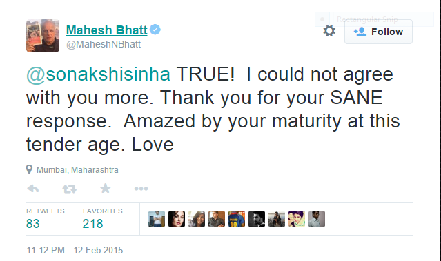 Aib Knockout Sonakshi Sinha And Mahesh Bhatt Twitter Argument About The Aibroast 
