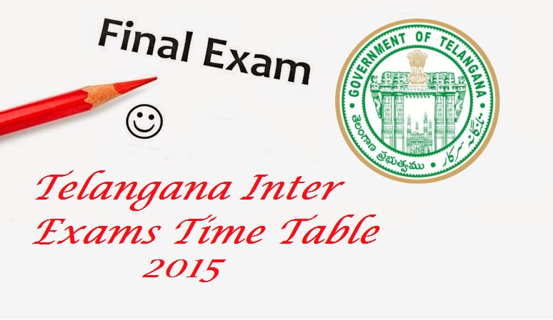 Telangana Intermediate Exam Time Table for Junior and Senior 2015