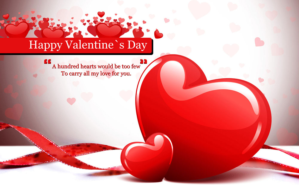 Happy valentines day Images with two heart symbols and Love Quote