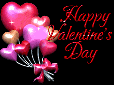 Happy Valentines day gif image with different colours of heart symbols