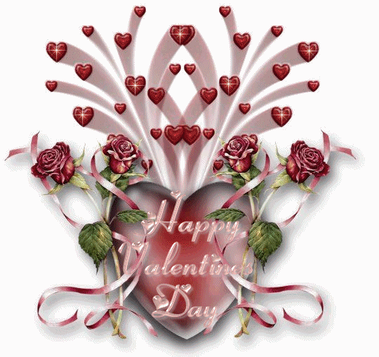 Happy Valentines day Gif Images with hearts& roses for Facebook 