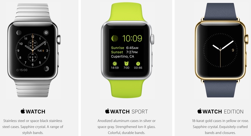 Apple Watch three editions specs and cons 
