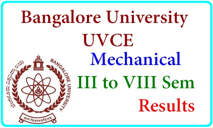 Bangalore University UVCE Mechanical 3rd, 4th, 5th, 6th, 7th and 8th Sem Results