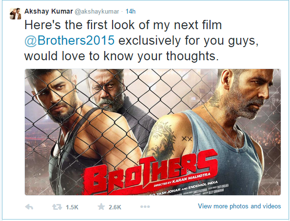 Akshay Kumar twitted about the first look of next film Brothers