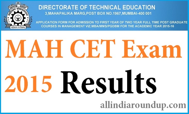 MAH CET Result 2015 on 25th March