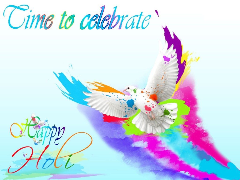 Holi image Dove with coloursC