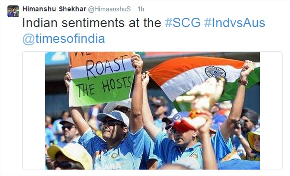 Himanshu Shekhar (@HimaanshuS) Twitter tweet on AUS vs IND 2nd Semi-Final - Live score, commmentary
