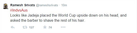 Ramesh Srivats (@rameshsrivats) Twitter tweet on AUS vs IND 2nd Semi-Final - Live score, commmentary