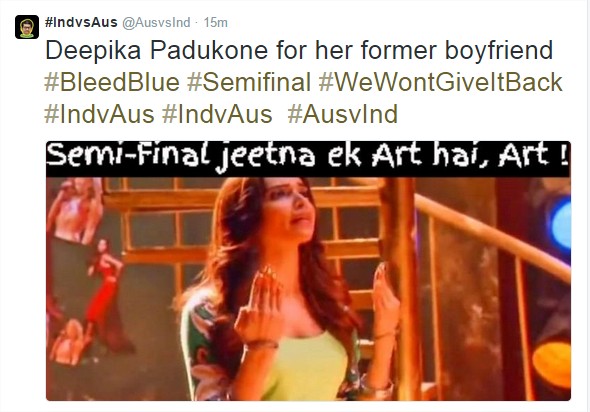#IndvsAus (@AusvsInd) Twitter tweet made sarcastic on Rohith Sharma and Deepika Padukone