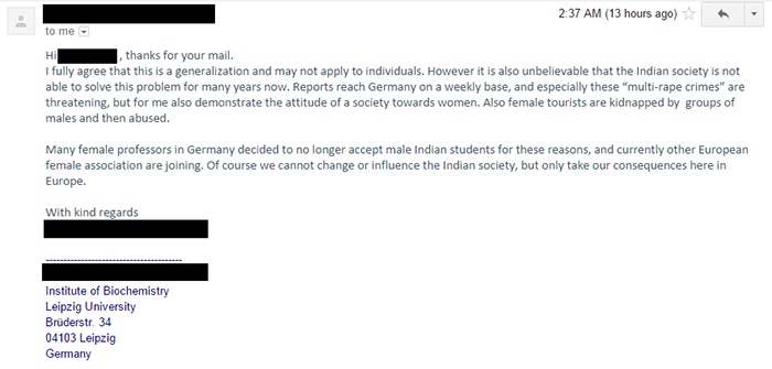 Indian Student Denied Internship In Germany mails