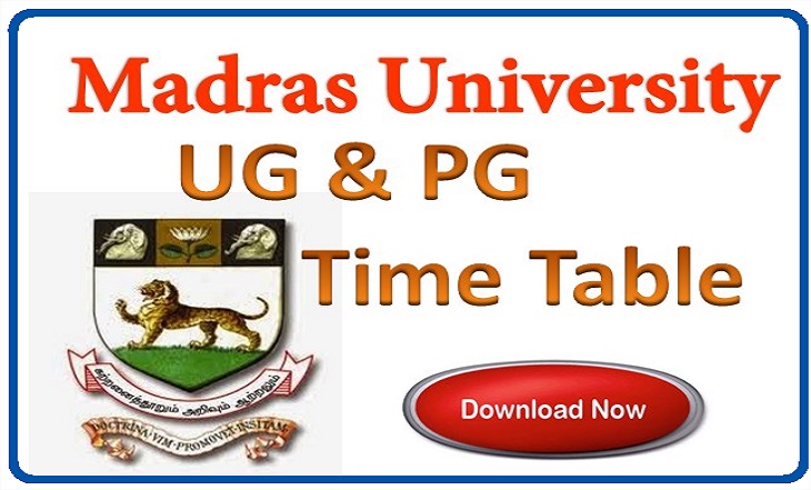 Madras University UG and PG Time Table (April May) 2015