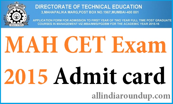MAH CET Exam 2015 Admit cards Download 