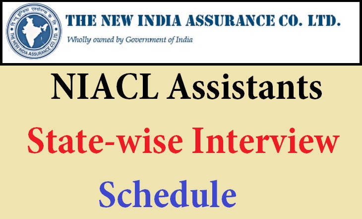 State-wise Interview Schedule (Provisionally shortlisted candidates for Personal Interview) Recruitment of Assistants-2014 Test