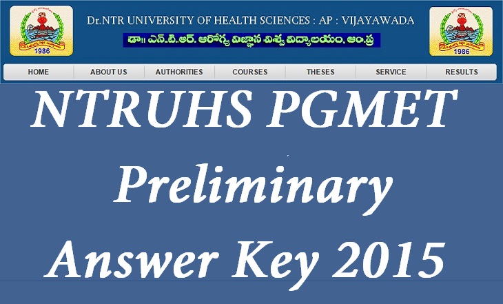 NTRUHS PGMET Answer Key 2015 Download