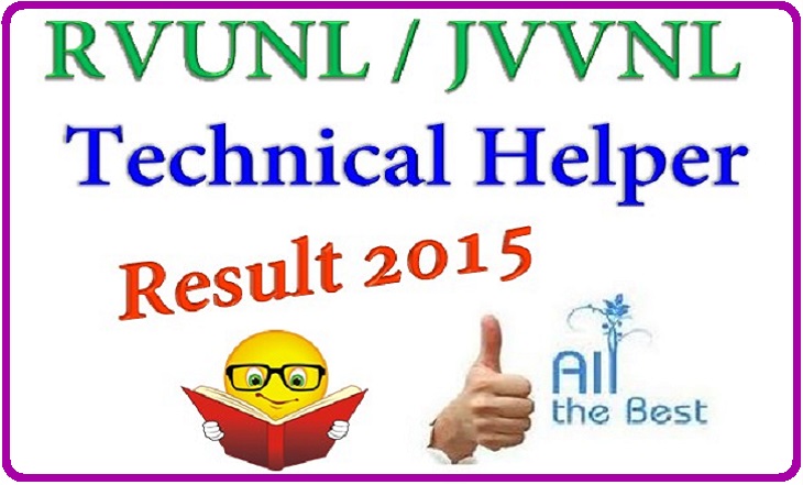 RVUNL JVVNL Technical Helper Result 2015 Check Here