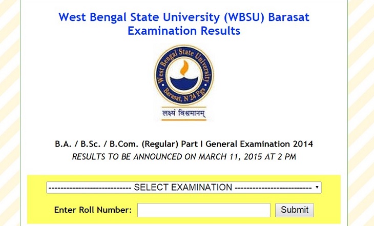 WBSU Barasat B.A./B.Sc./B.Com Regular Part 1 Result 