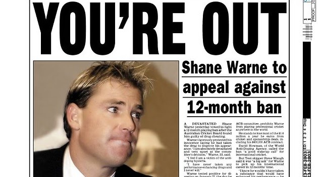 sharne warne banned from 2003 world cup